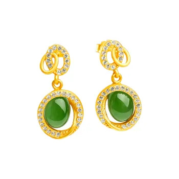 Oriental Jade Hetian Jade Earrings Jasper Women's