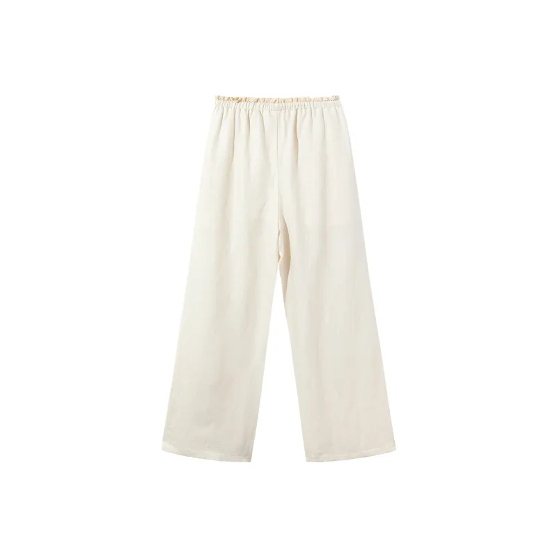 Ouyang Casual Pants Women's Chrysanthemum Bud White-1
