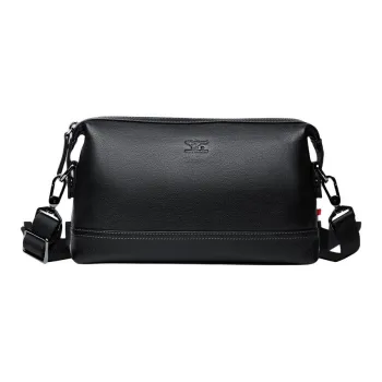 SEPTWOLVES Cow Leather Shoulder Bag Men's Black