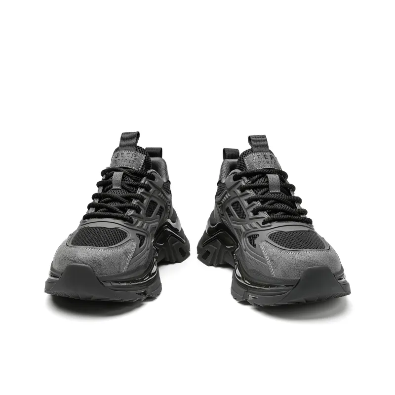 JEEP SPIRIT Black Myth Slip Resistant, Abrasion Resistant, Breathable, Height Increasing Low Top Chunky Sneakers Men's-10