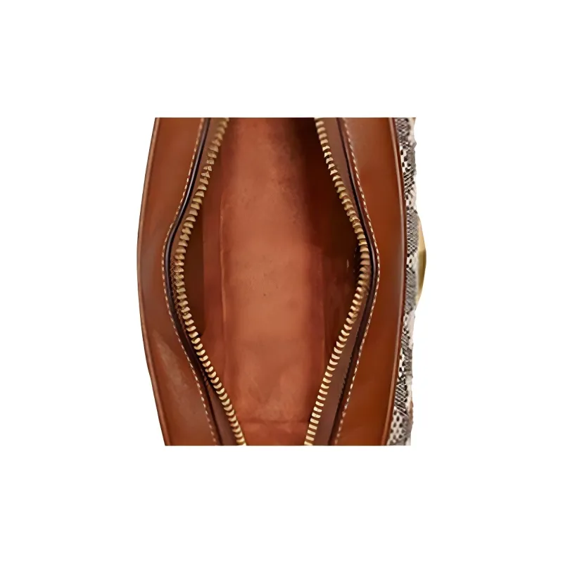 COACH Studio Textile Fabric With Tanned Leather Shoulder Bag Trumpets Men's Monogram Color & Green-4