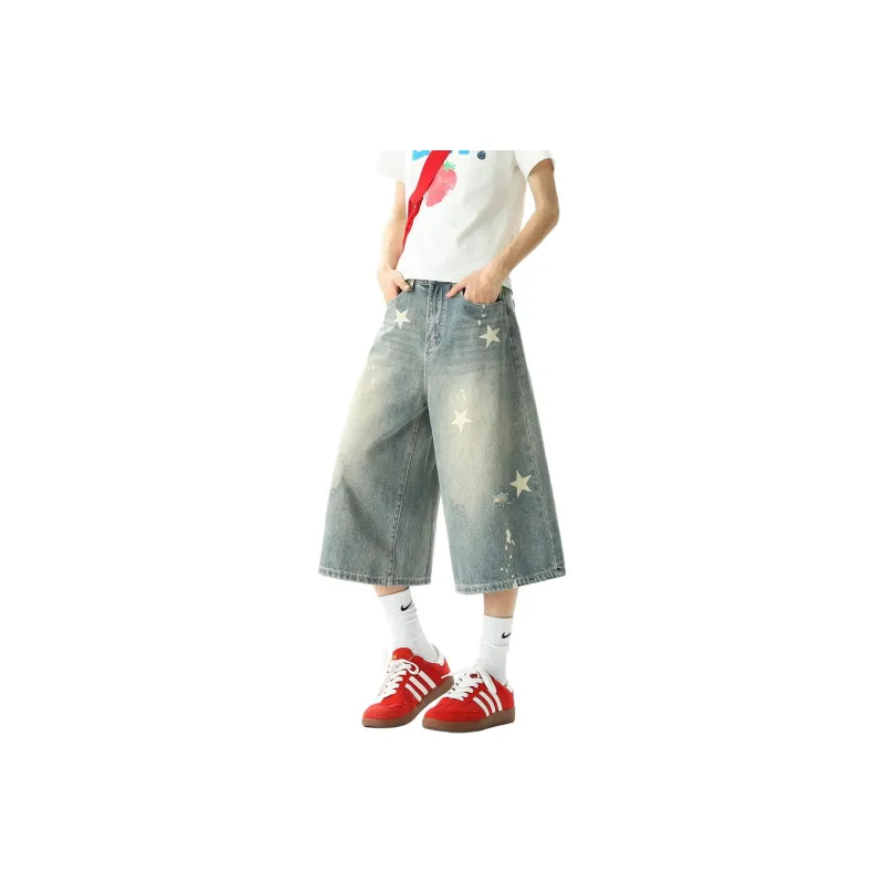 PVPVPV Denim Shorts Unisex Vintage Blue-0