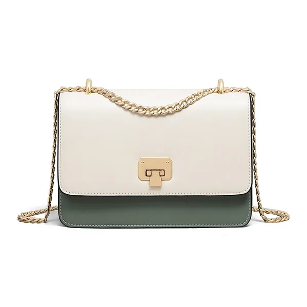 COMELY Cow Leather Shoulder Bag Women's White Green-0