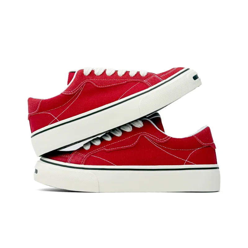 Mengsai Abrasion Resistant Shock Absorbers Low Top Canvas Shoes Men's Angora Red-4