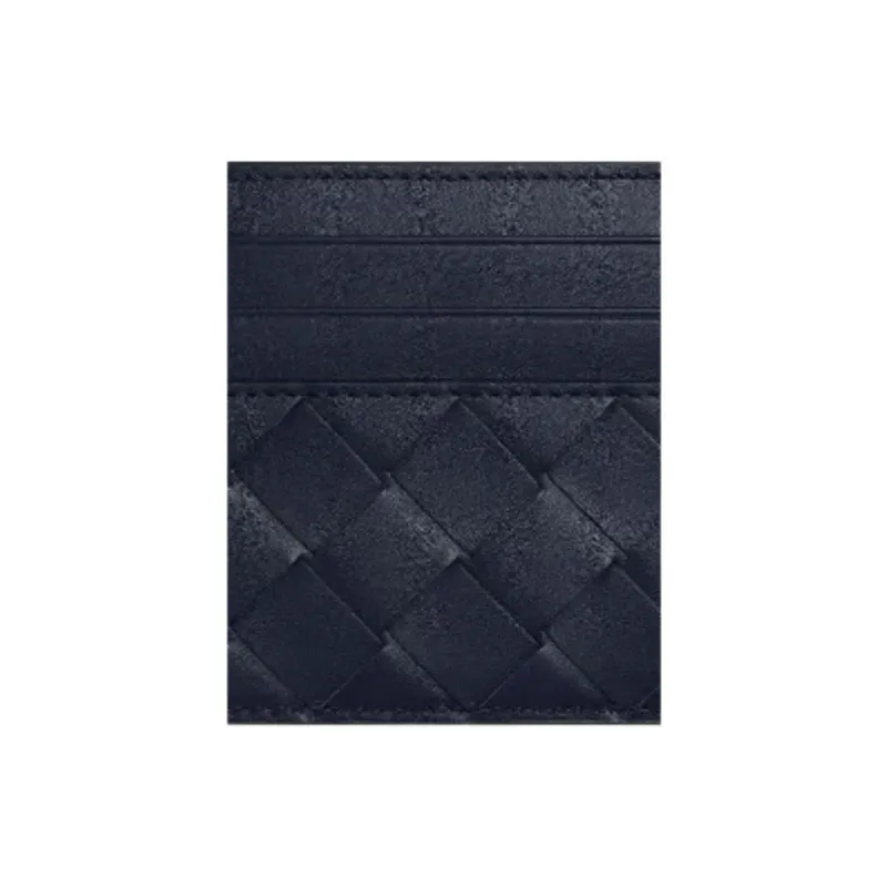 Bottega Veneta Intrecciato Calfskin Card Holder Regular Men's Dark Blue & Cypress-2