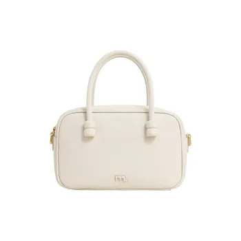 Miao Di Cow Leather Handbag, Shoulder Bag, Crossbody Bag Regular Women's Milkshake White/Obsidian Black