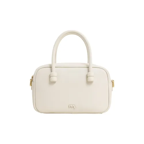 Miao Di Cow Leather Handbag, Shoulder Bag, Crossbody Bag Regular Women's Milkshake White/Obsidian Black