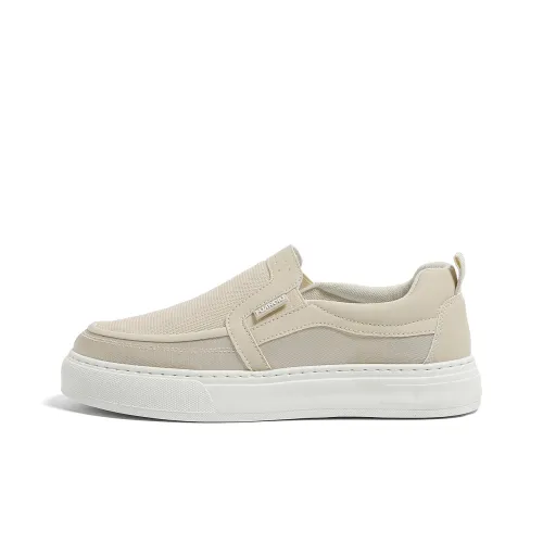 HUANQIU Slip Resistant, Abrasion Resistant, Lightweight Low Top Skateboard Shoes Men's Khaki