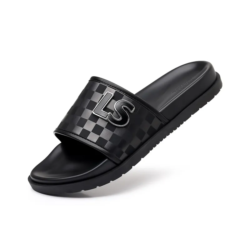 XIMO BULL Rubber Sole Slip Resistant Slide Slippers Men's Black-1