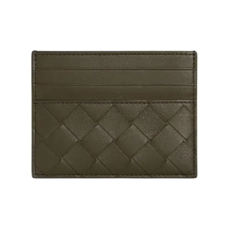 Bottega Veneta Intrecciato Calfskin Card Holder Regular Men's Dark Blue & Cypress-1