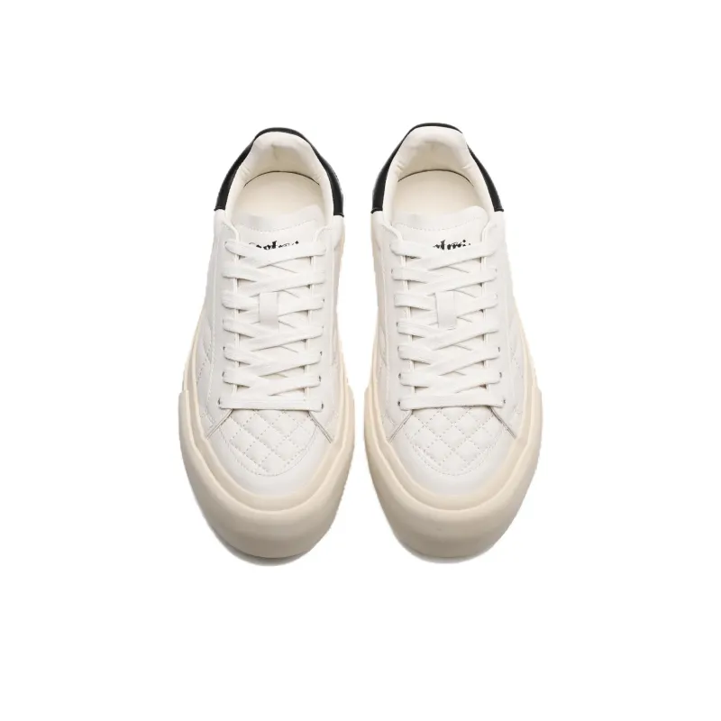 Mo Xu Niche Design Diamond Grid Slip Resistant Low Top Skateboard Shoes Men's White-4
