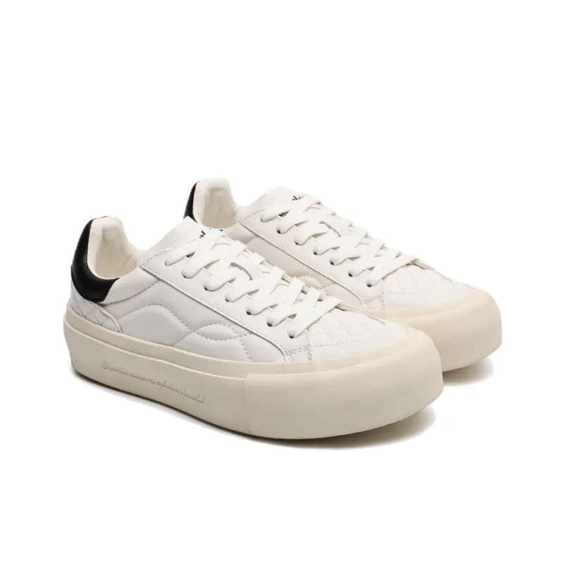 Mo Xu Niche Design Diamond Grid Slip Resistant Low Top Skateboard Shoes Men's White-3