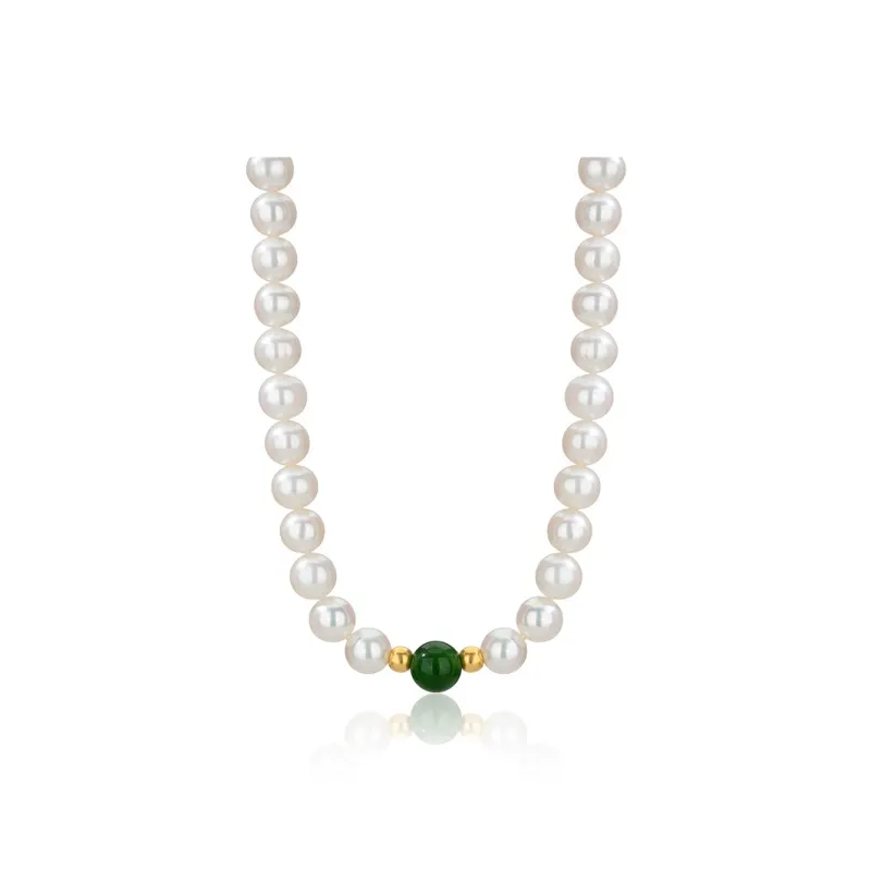 QLADY Pearl Gold Necklace Women's-10
