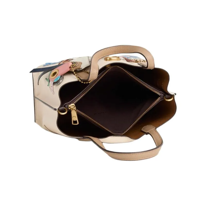 COACH Willow Pebbled Leather Tote Bag, Shopping Bag, Shoulder Bag, Crossbody Bag, Handbag Medium Size Women's Beige-2