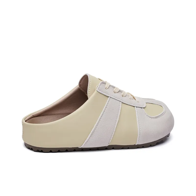 GDXF Rubber Sole Stitching Leather Patchwork Quiet Abrasion Resistant Slip Resistant Closed Toe Slippers Women's-9