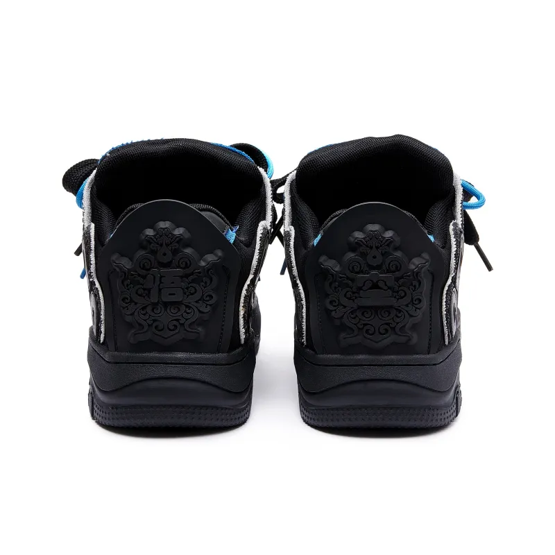 MC DOS Cushioning Abrasion Resistant Breathable Low Top Skateboard Shoes Unisex Black Blue-3