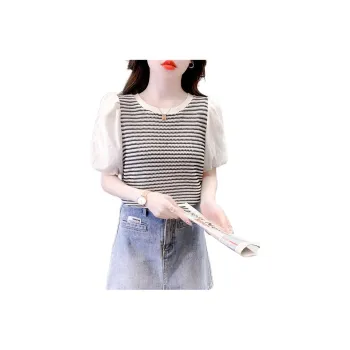 Flowers In Water Puff Sleeve T Shirt Women's