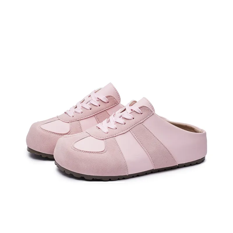 GDXF Rubber Sole Stitching Leather Patchwork Quiet Abrasion Resistant Slip Resistant Closed Toe Slippers Women's-1