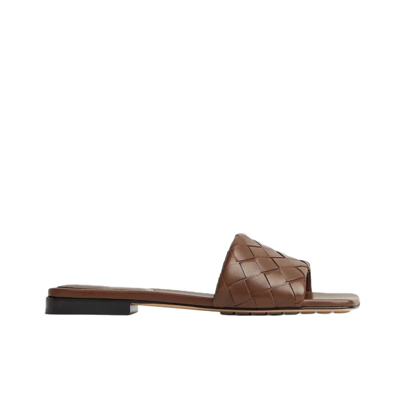 Bottega Veneta Rubber Sole Slip Resistant Slide Slippers Women's Brown-1