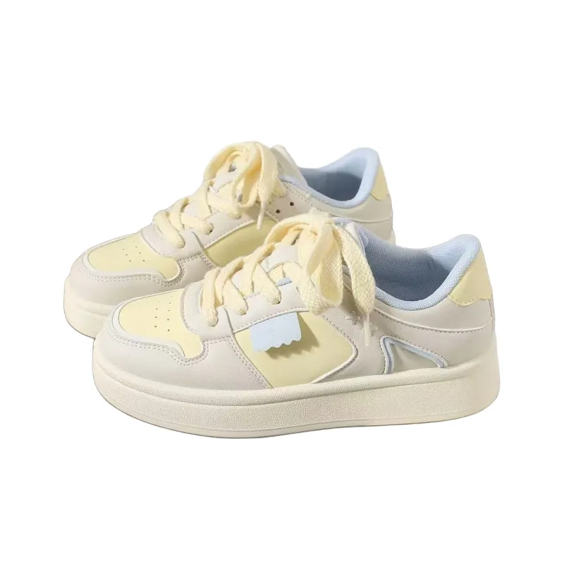 Alxnan Breathable Low Top Casual Shoes Women's Yellow-0