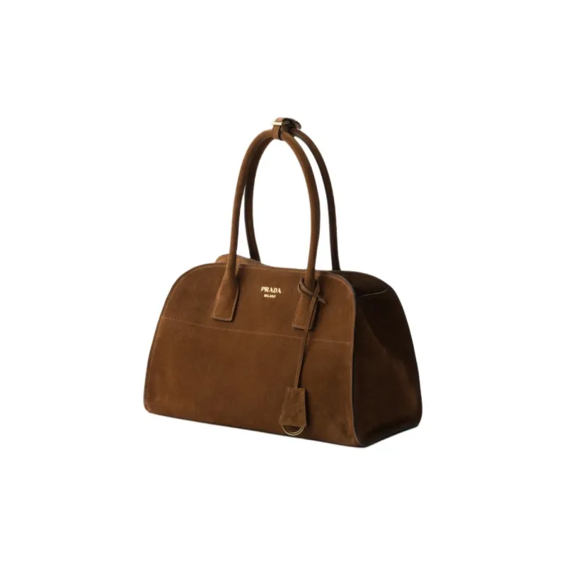 PRADA Leather Tote Bag, Shopping Bag, Handbag Medium Size Women's Dark Brown-1