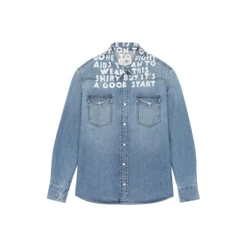 MM6 Maison Margiela Slogan print Denim Shirt