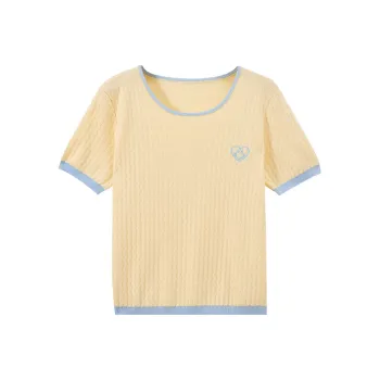 SUSANSAN T Shirts Women's Corn Yellow