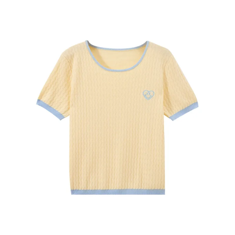 SUSANSAN T Shirts Women's Corn Yellow-0