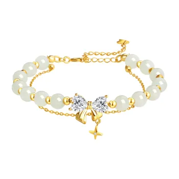 Lao Feng Xiang Hetian Jade Bracelets White Jade/Pale Greenish White Jade Women's