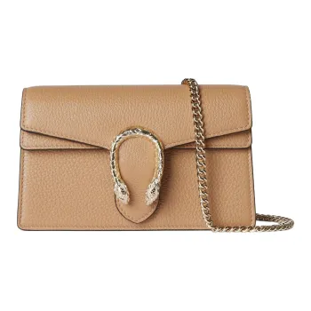 GUCCI Dionysus Leather Shoulder Bag Mini Women's Beige