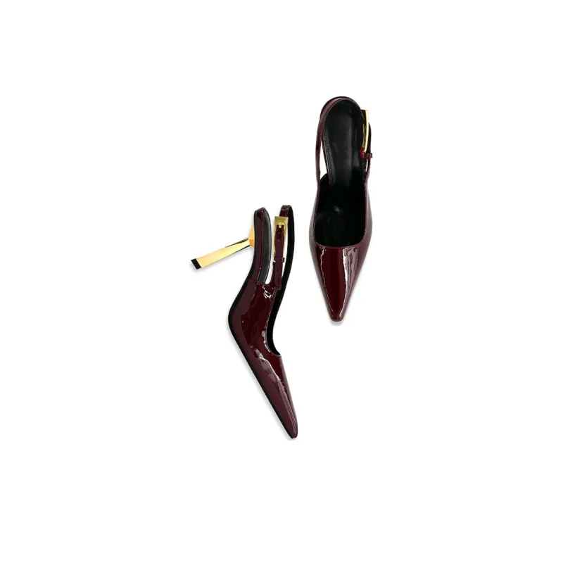 Lan Miao Slim Heel High Heels Women's Burgundy-5