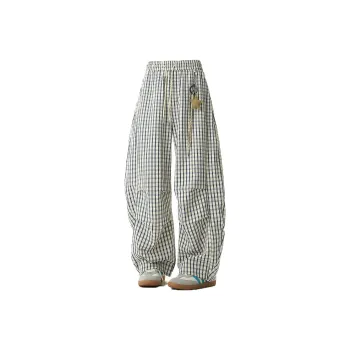KLAMMKICKS Casual Pants Unisex Blue Plaid