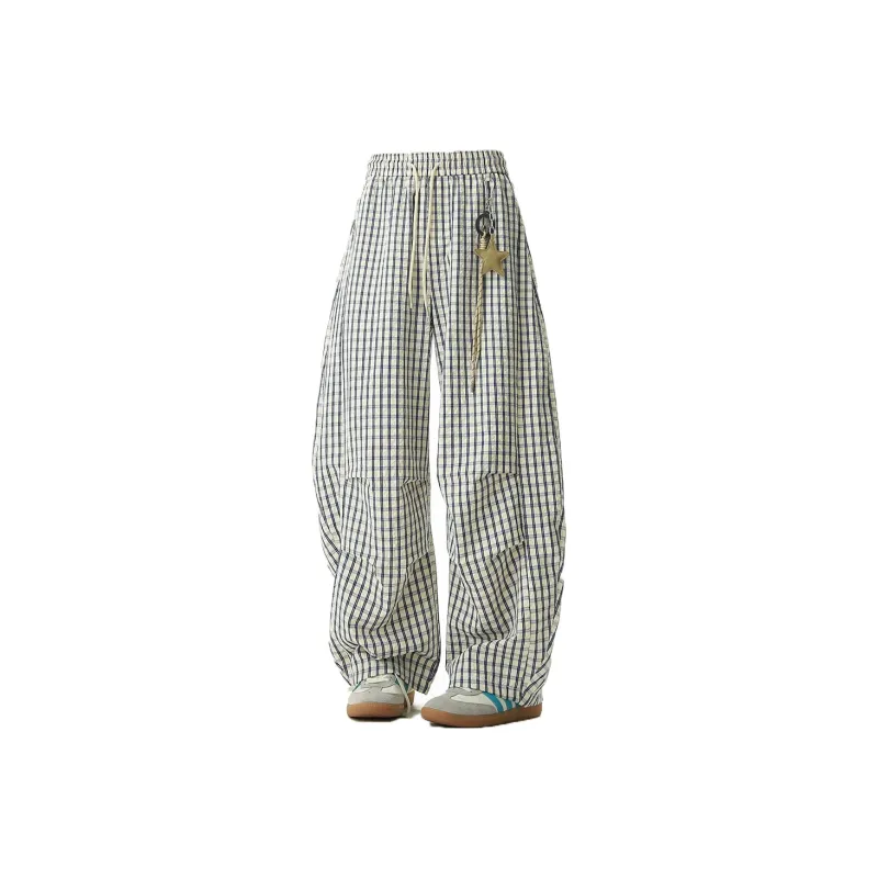 KLAMMKICKS Casual Pants Unisex Blue Plaid-0