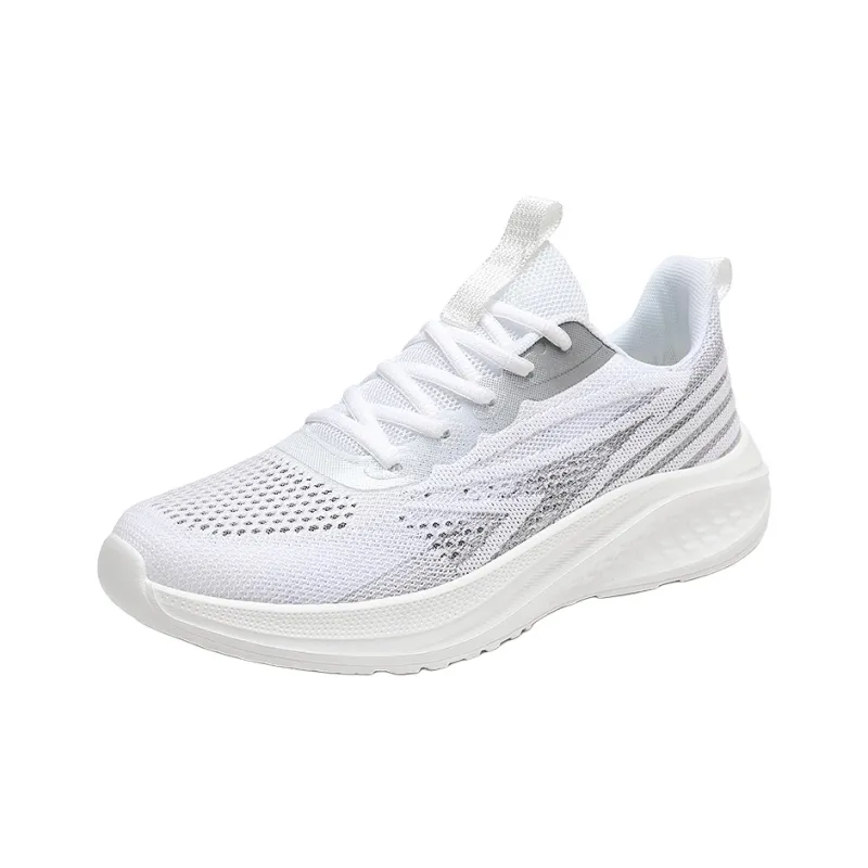 TELENT Shock Absorbers With Slip Resistant Features Low Top Casual Shoes Unisex White Gray-2