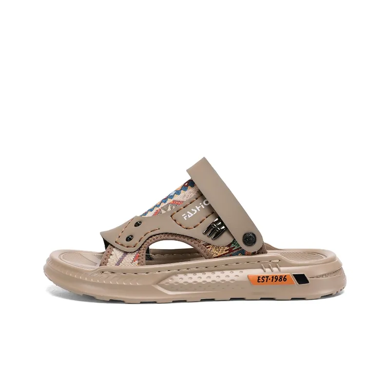 Shiozawa Beach Sandals Men Black Khaki-5