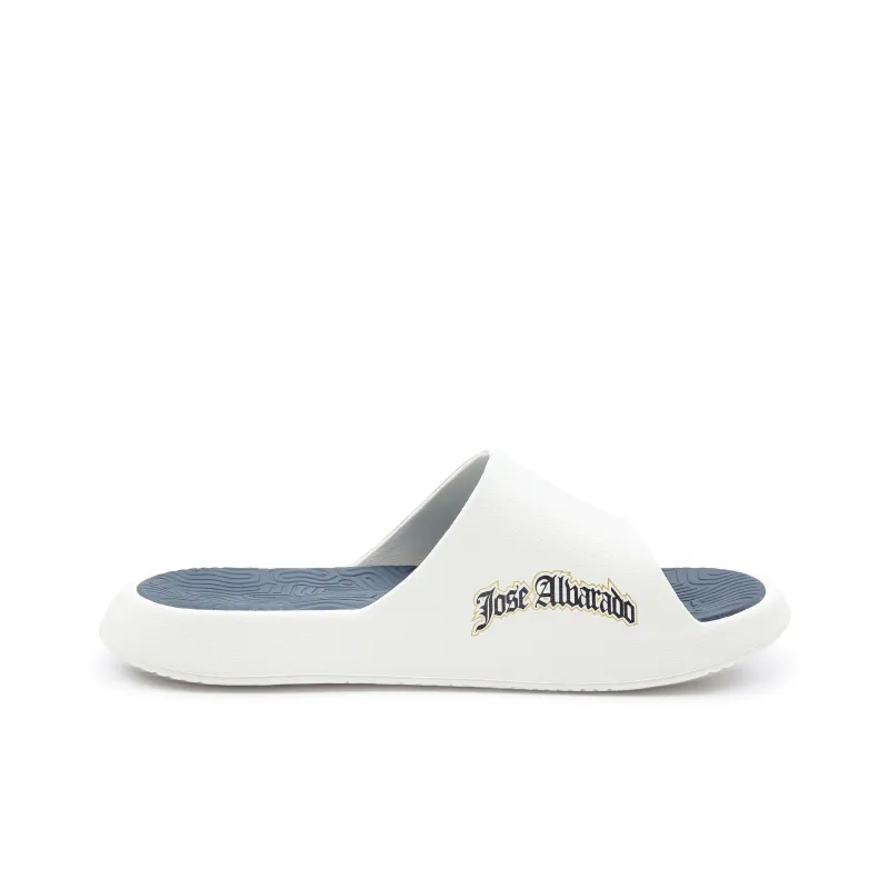 PEAK Tai Ji1.0 Quiet Slip Resistant Abrasion Resistant Slide Slippers Unisex Ecru Marine Blue-1