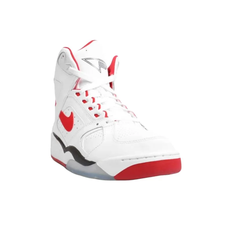 Nike Air Flight Lite Anti Slip Wear Resistant High Top Basketball Shoes Men's White Red-2