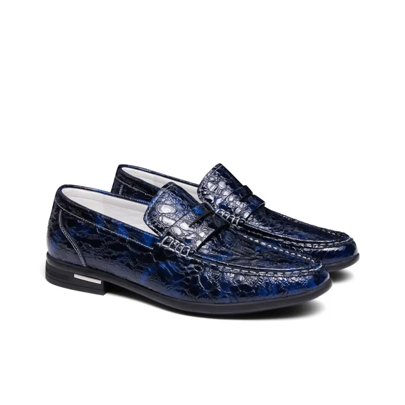 PALMPOLO Loafers Low Heel Men's Blue-2
