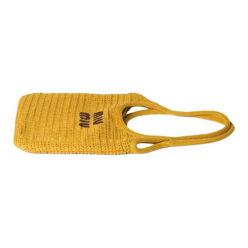 MIU MIU Ivy Cotton Tote Bag, Shopping Bag, Shoulder Bag, Handbag Women's Ochre-2
