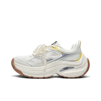 Kappa Anti Slip And Wear Resistant Height Increasing Low Top Chunky Sneakers Women's White Silver