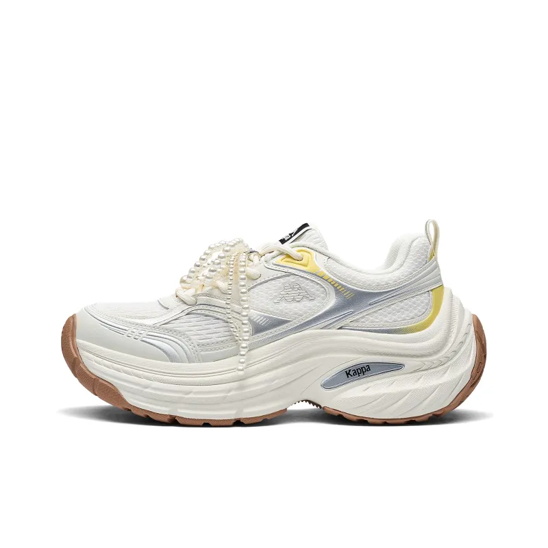 Kappa Back to Back Anti Slip And Wear Resistant Height Increasing Low Top Chunky Sneakers Women's White Silver-0