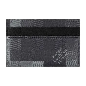 LOUIS VUITTON DAMOFLAGE Textured Leather Card Holder Trumpets Men's Black