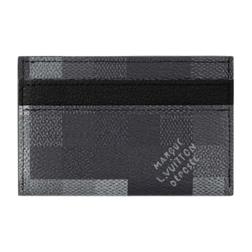 LOUIS VUITTON DAMOFLAGE Textured Leather Card Holder Trumpets Men's Black