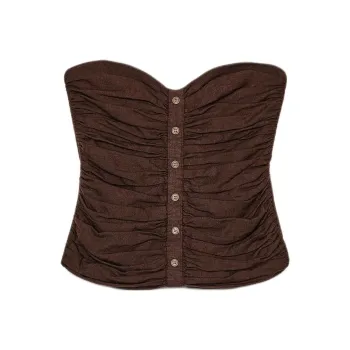 ZARA Strapless Tops Women's Brown