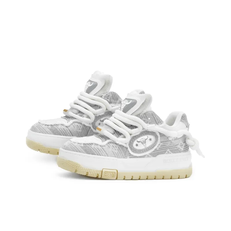 BULLKVIE Skateboard Shoes Unisex Low Top White-5