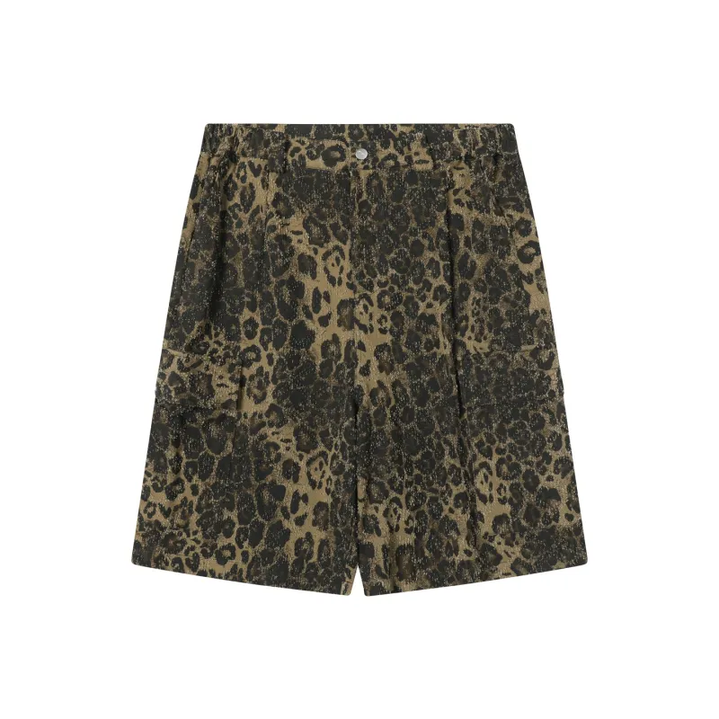TGNS Casual Shorts Unisex Leopard Brown-0