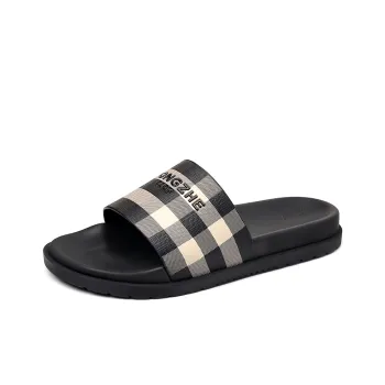 Eminu Rubber Sole Odor Resistant Slide Slippers Men's Black