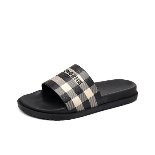 Eminu Rubber Sole Odor Resistant Slide Slippers Men's Black