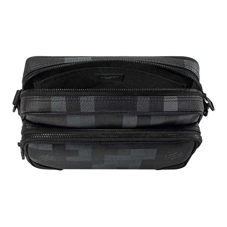 LOUIS VUITTON Nil Damoflage Black Coated Canvas Shoulder Bag, Crossbody Bag, Handbag Men's Black-3