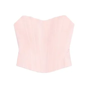 ZARA Strapless Tops Women's Light Pink Red